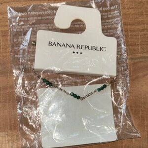 Banana Republic Gold-Tone Bracelet with Green Malachite Beads
